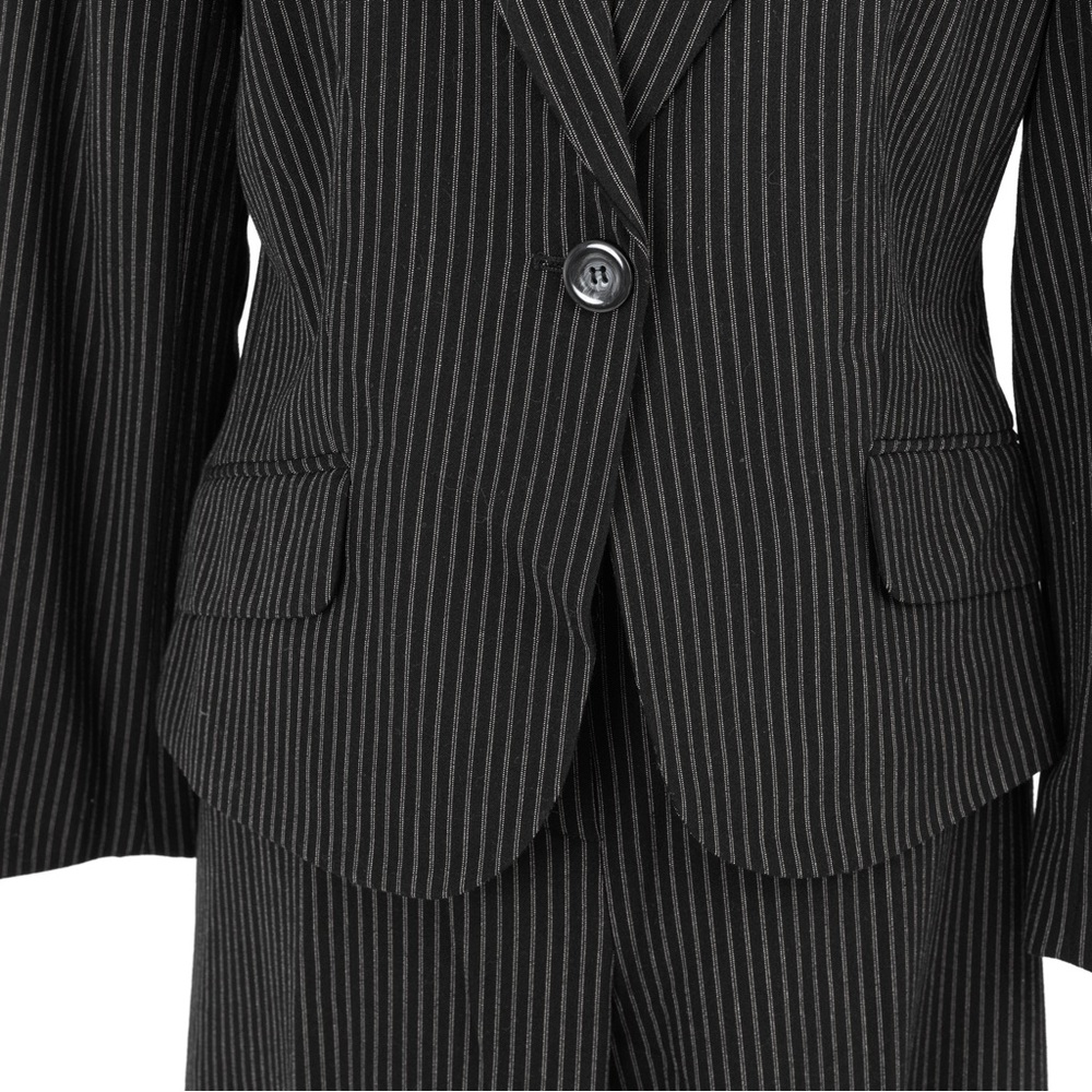 Vintage black pinstripe pantsuit tailored Evan-Picone 12/14 - Picture 8 of 16
